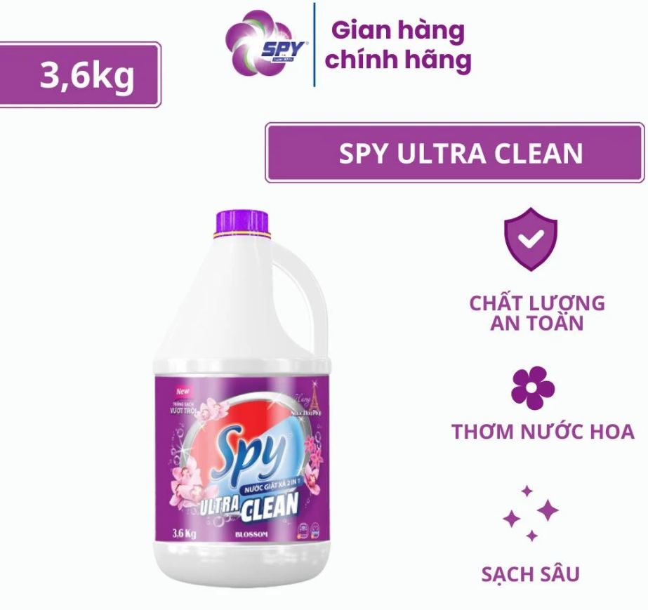 Nước giặt xả 2 in 1 Ultrta clean lưu hương bền lâu, chống bám bẩn, trong lượng 3,6KG