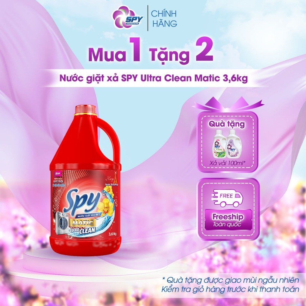 Nước giặt xả 2 trong 1 SPY Ultra Clean lưu hương bền lâu