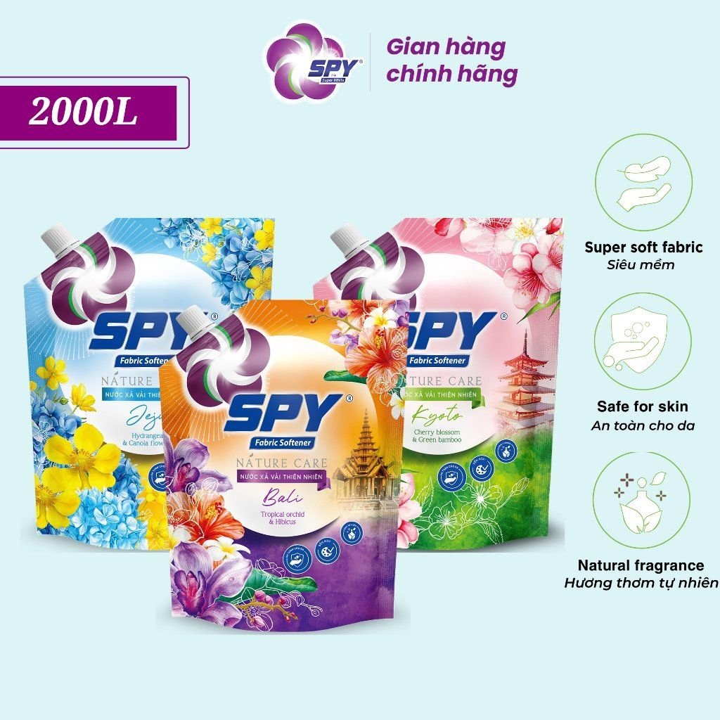 Nước xả vải SPY Nature Care Khử mùi, an toàn cho da, mềm mại, bền màu 2L